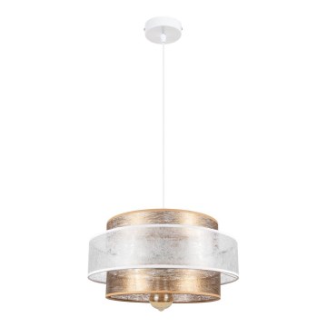 Ljuskrona med upphängningsrem GABI 1xE27/60W/230V gyllene/vit diameter 40 cm