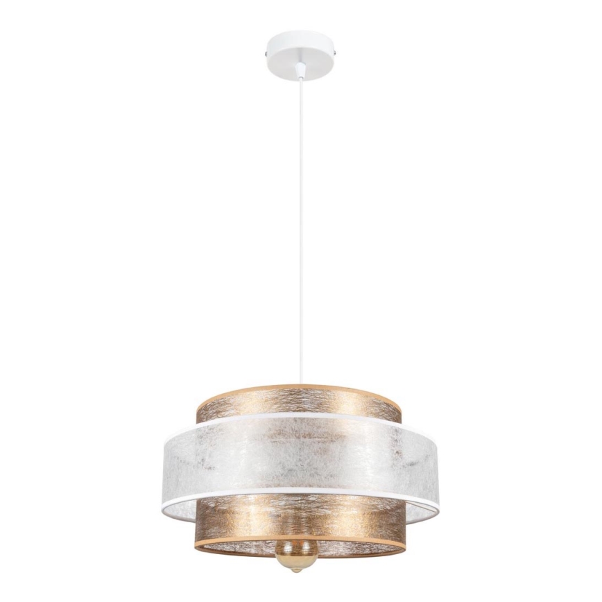 Ljuskrona med upphängningsrem GABI 1xE27/60W/230V gyllene/vit diameter 40 cm