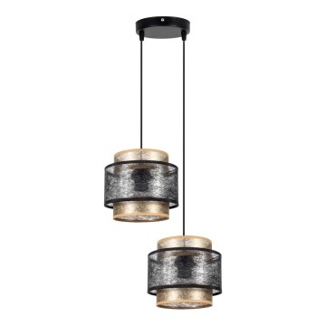 Ljuskrona med upphängningsrem GABI 2xE27/60W/230V gyllene/svart diameter 30 cm