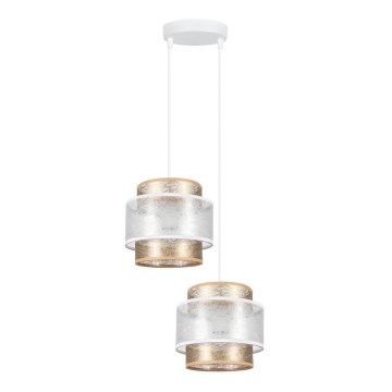 Ljuskrona med upphängningsrem GABI 2xE27/60W/230V gyllene/vit diameter 30 cm
