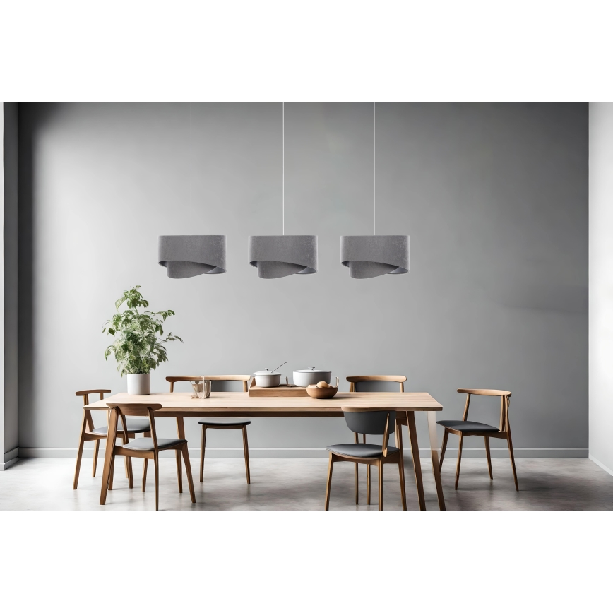 Ljuskrona med upphängningsrem GALAXY 3xE27/60W/230V grå