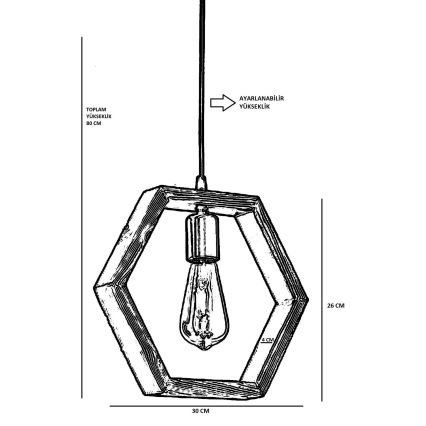 Ljusskrona med upphängningsrem  GEOMETRIK 1xE27/60W/230V