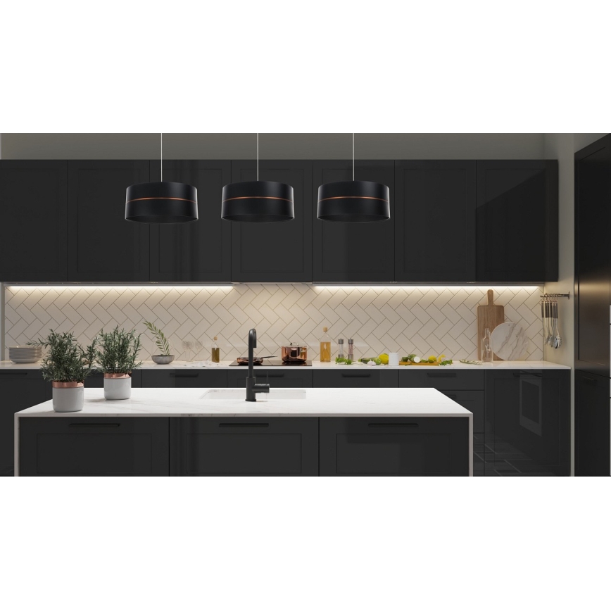 Ljusskrona med upphängningsrem  GLAM HOME 1xE27/60W/230V diameter  40 cm svart 