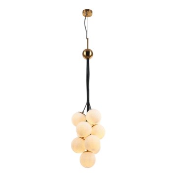 Ljuskrona med upphängningsrem GRAPES 10xE27/7W/230V brons/vit