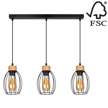 Ljuskrona med upphängningsrem GUNNAR 3xE27/60W/230V ek - FSC-certifierad