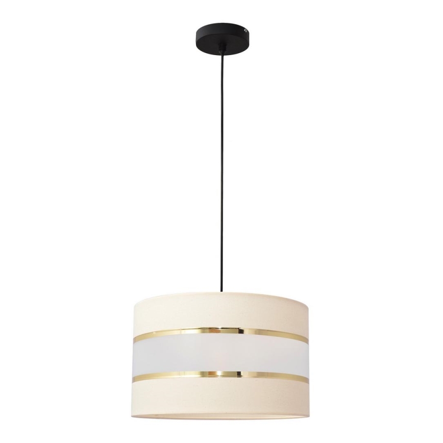 Ljuskrona med upphängningsrem HELEN 1xE27/15W/230V diameter 20 cm grädde/svart/gyllene