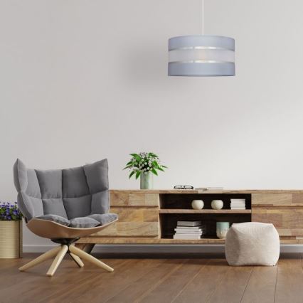 Ljuskrona med upphängningsrem HELEN 1xE27/15W/230V diameter 35 cm grå/silver