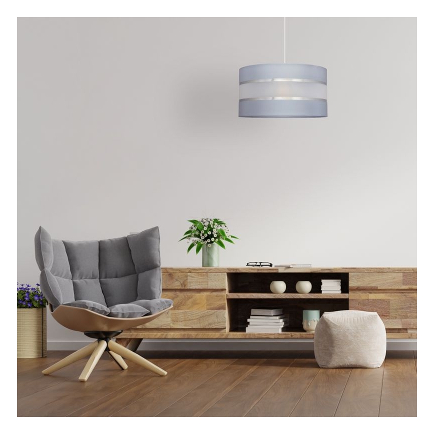 Ljuskrona med upphängningsrem HELEN 1xE27/15W/230V diameter 35 cm grå/silver