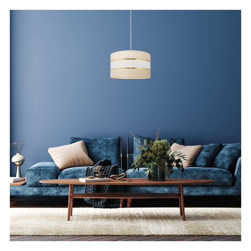 Ljuskrona med upphängningsrem HELEN 1xE27/15W/230V diameter 35 cm grädde/gyllene