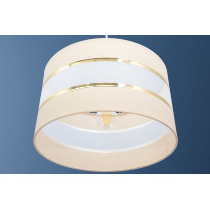 Ljuskrona med upphängningsrem HELEN 1xE27/15W/230V diameter 35 cm grädde/gyllene