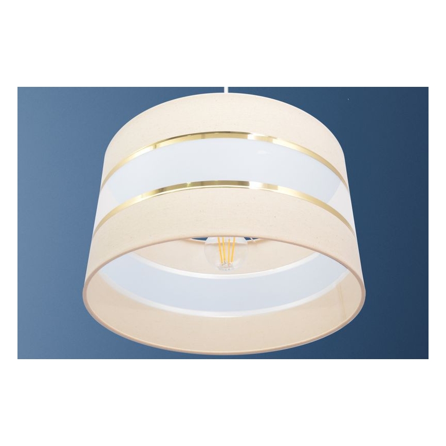Ljuskrona med upphängningsrem HELEN 1xE27/15W/230V diameter 35 cm grädde/gyllene