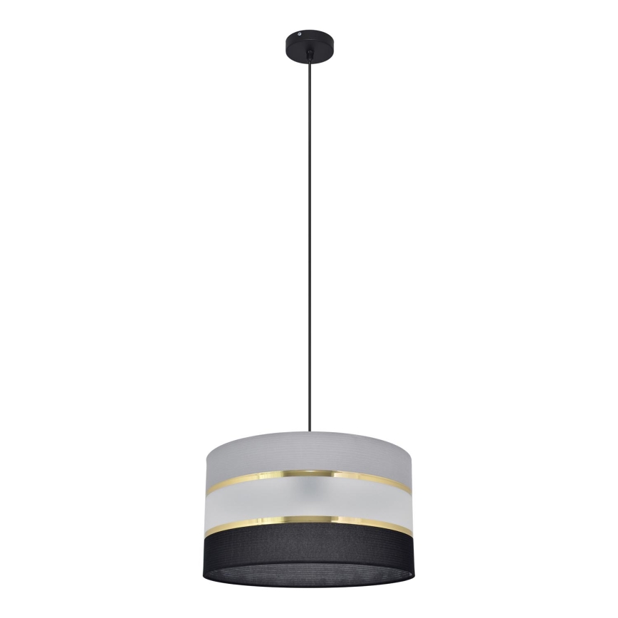 Ljuskrona med upphängningsrem HELEN 1xE27/15W/230V diameter 35 cm svart/grå/gyllene