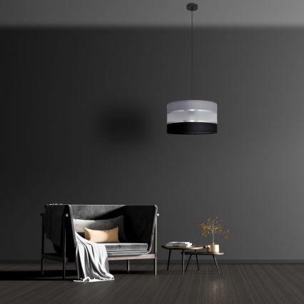 Ljuskrona med upphängningsrem HELEN 1xE27/15W/230V diameter 35 cm svart/grå/silver