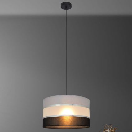 Ljuskrona med upphängningsrem HELEN 1xE27/15W/230V diameter 35 cm svart/grå/silver