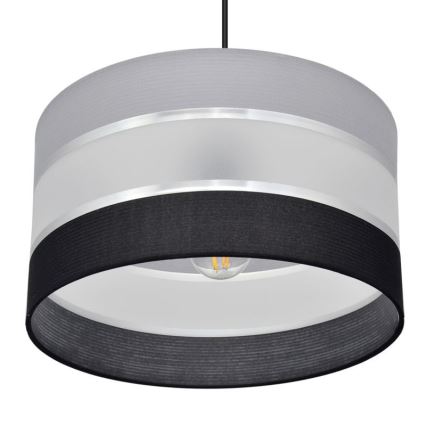 Ljuskrona med upphängningsrem HELEN 1xE27/15W/230V diameter 35 cm svart/grå/silver