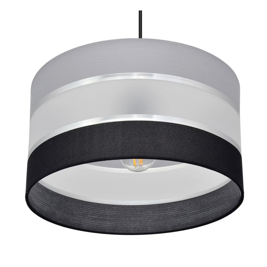 Ljuskrona med upphängningsrem HELEN 1xE27/15W/230V diameter 35 cm svart/grå/silver