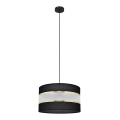 Ljuskrona med upphängningsrem HELEN 1xE27/15W/230V diameter 35 cm svart/gyllene