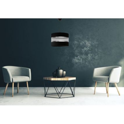 Ljuskrona med upphängningsrem HELEN 1xE27/15W/230V diameter 35 cm svart/silver