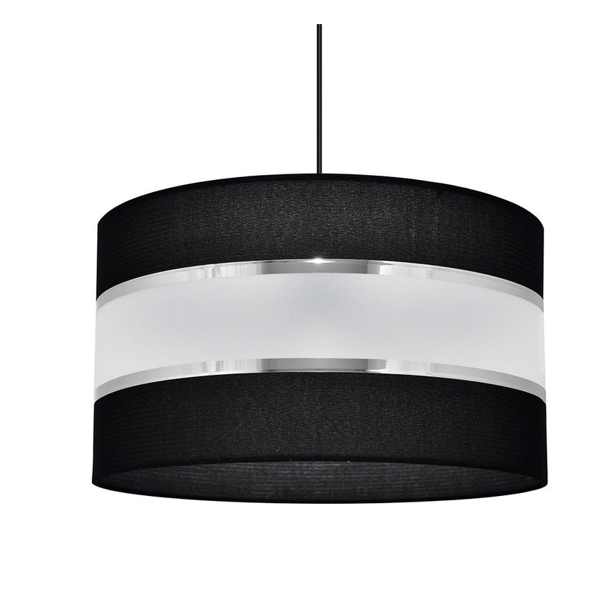 Ljuskrona med upphängningsrem HELEN 1xE27/15W/230V diameter 35 cm svart/silver