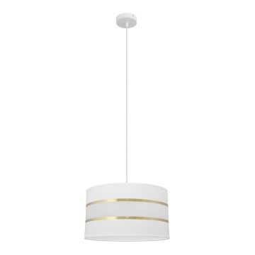 Ljuskrona med upphängningsrem HELEN 1xE27/15W/230V diameter 35 cm vit/gyllene
