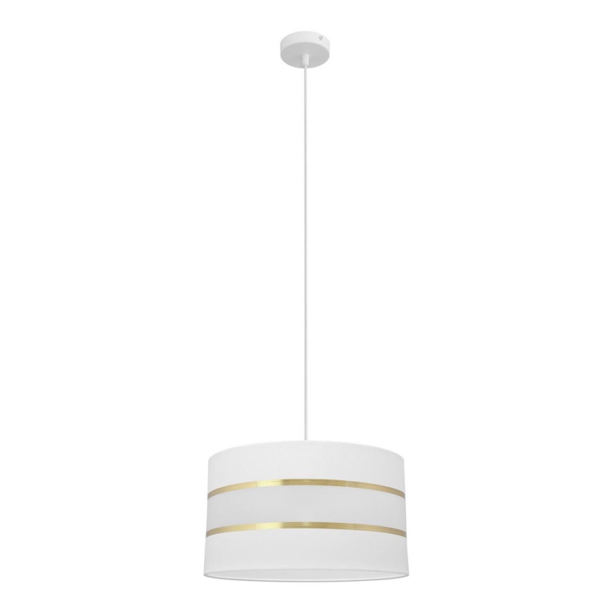 Ljuskrona med upphängningsrem HELEN 1xE27/15W/230V diameter 35 cm vit/gyllene