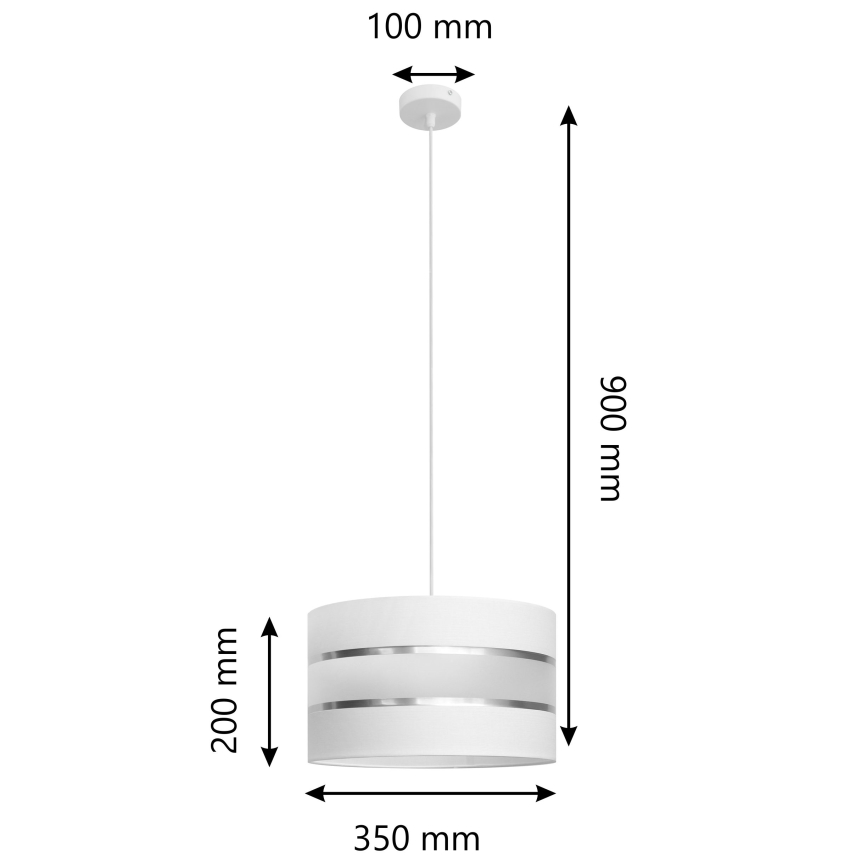 Ljuskrona med upphängningsrem HELEN 1xE27/15W/230V diameter 35 cm vit