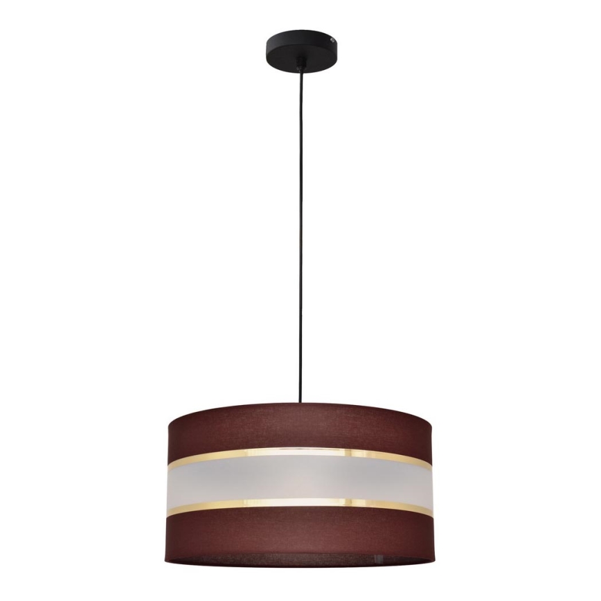 Ljuskrona med upphängningsrem HELEN 1xE27/15W/230V diameter 40 cm brun/svart/gyllene