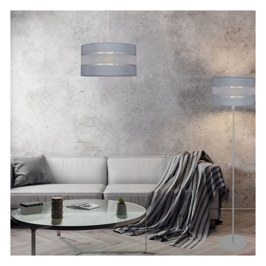 Ljuskrona med upphängningsrem HELEN 1xE27/15W/230V diameter 40 cm grå/silver