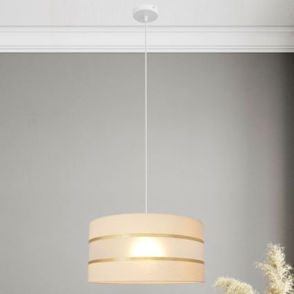 Ljuskrona med upphängningsrem HELEN 1xE27/15W/230V diameter 40 cm grädde/gyllene