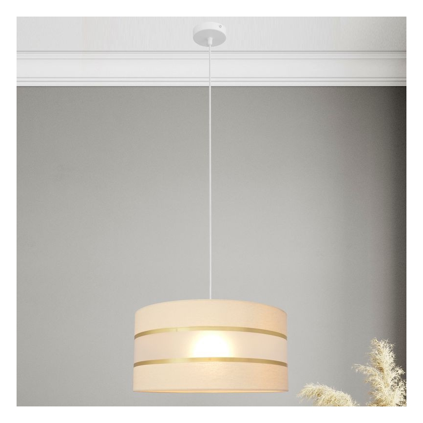 Ljuskrona med upphängningsrem HELEN 1xE27/15W/230V diameter 40 cm grädde/gyllene