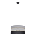 Ljuskrona med upphängningsrem HELEN 1xE27/15W/230V diameter 40 cm svart/grå/gyllene