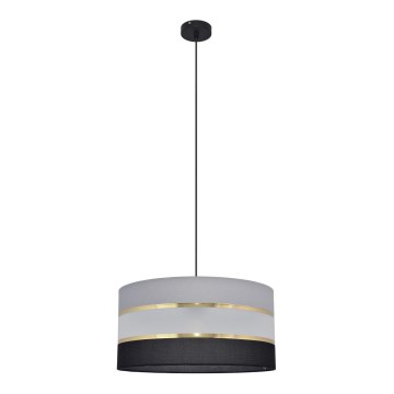 Ljuskrona med upphängningsrem HELEN 1xE27/15W/230V diameter 40 cm svart/grå/gyllene
