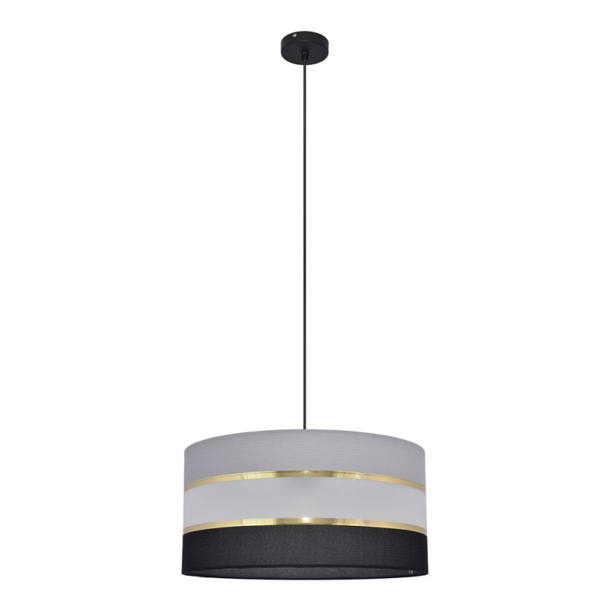 Ljuskrona med upphängningsrem HELEN 1xE27/15W/230V diameter 40 cm svart/grå/gyllene