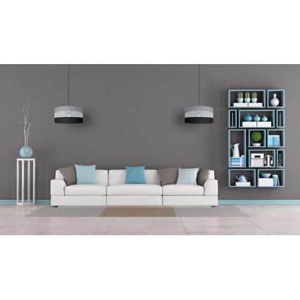 Ljuskrona med upphängningsrem HELEN 1xE27/15W/230V diameter 40 cm svart/grå/silver