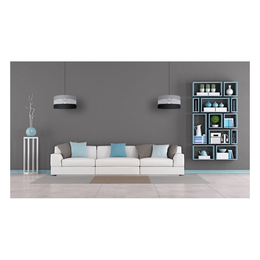 Ljuskrona med upphängningsrem HELEN 1xE27/15W/230V diameter 40 cm svart/grå/silver