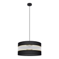 Ljuskrona med upphängningsrem HELEN 1xE27/15W/230V diameter 40 cm svart/gyllene