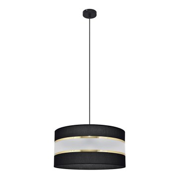 Ljuskrona med upphängningsrem HELEN 1xE27/15W/230V diameter 40 cm svart/gyllene