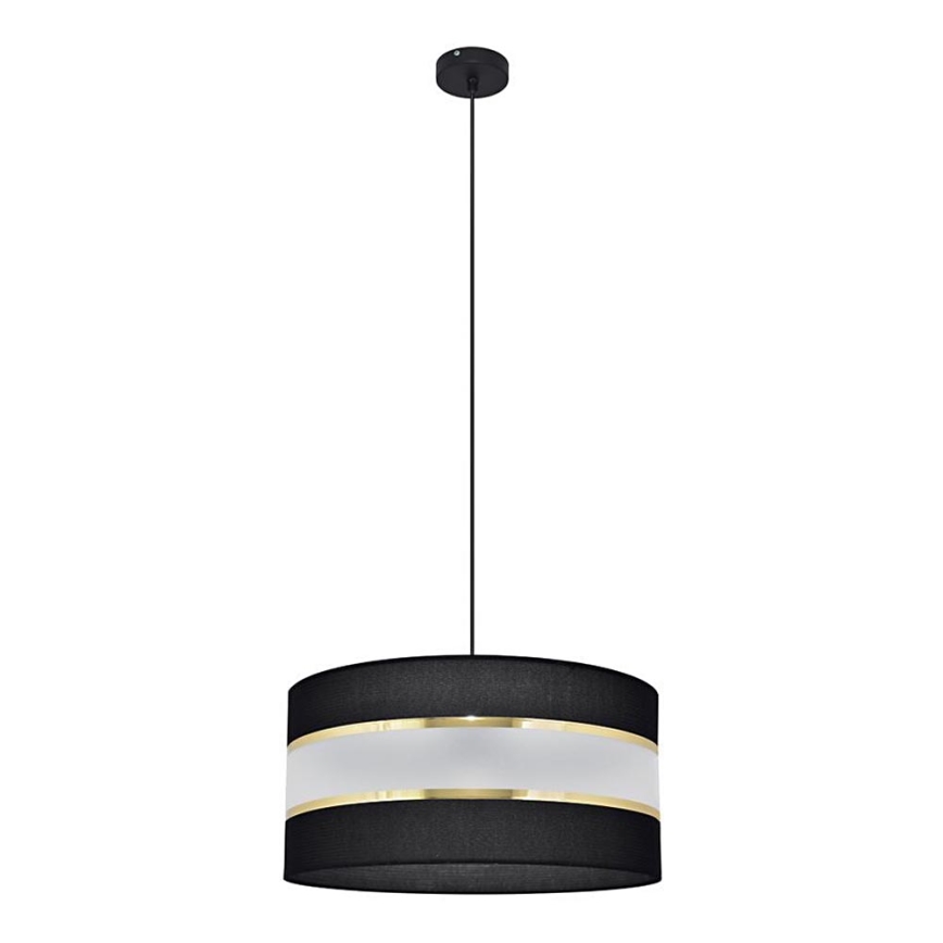 Ljuskrona med upphängningsrem HELEN 1xE27/15W/230V diameter 40 cm svart/gyllene