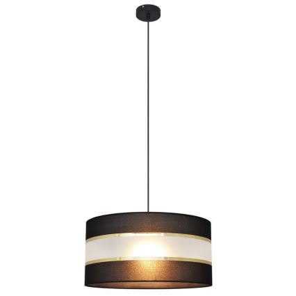 Ljuskrona med upphängningsrem HELEN 1xE27/15W/230V diameter 40 cm svart/gyllene