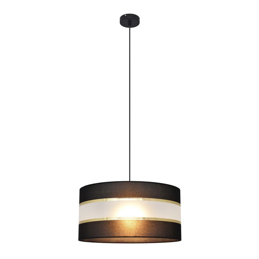 Ljuskrona med upphängningsrem HELEN 1xE27/15W/230V diameter 40 cm svart/gyllene