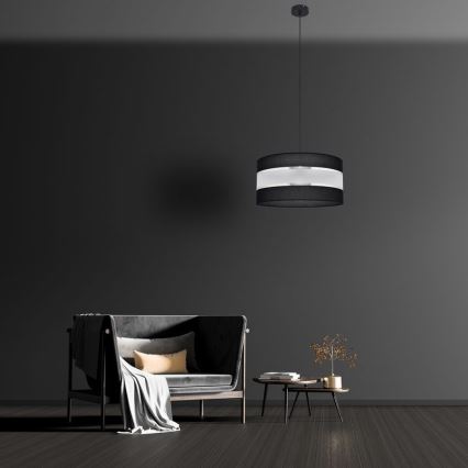 Ljuskrona med upphängningsrem HELEN 1xE27/15W/230V diameter 40 cm svart/silver