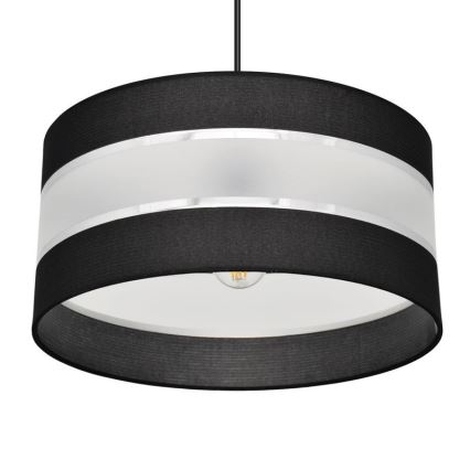 Ljuskrona med upphängningsrem HELEN 1xE27/15W/230V diameter 40 cm svart/silver