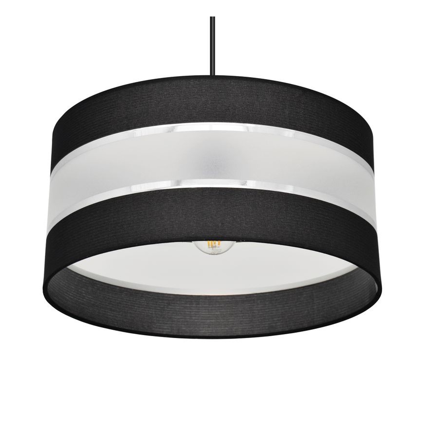 Ljuskrona med upphängningsrem HELEN 1xE27/15W/230V diameter 40 cm svart/silver