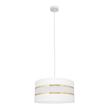 Ljuskrona med upphängningsrem HELEN 1xE27/15W/230V diameter 40 cm vit/gyllene