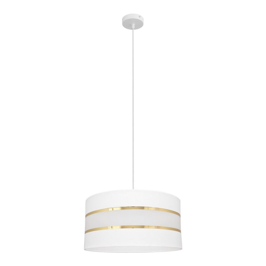 Ljuskrona med upphängningsrem HELEN 1xE27/15W/230V diameter 40 cm vit/gyllene