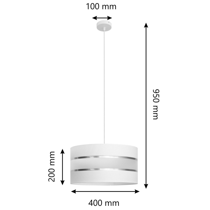 Ljuskrona med upphängningsrem HELEN 1xE27/15W/230V diameter 40 cm vit