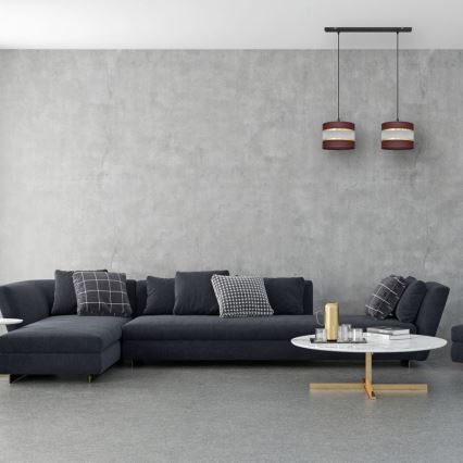 Ljuskrona med upphängningsrem HELEN 2xE27/15W/230V brun/svart/gyllene