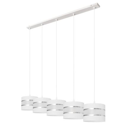 Ljuskrona med upphängningsrem HELEN 5xE27/15W/230V vit