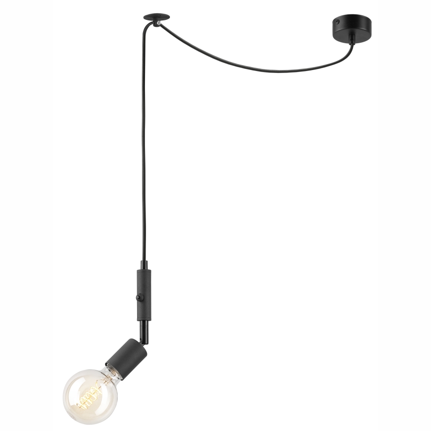 Ljuskrona med upphängningsrem INA 1xE27/42W/230V svart