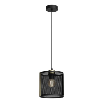 Ljuskrona med upphängningsrem KAGA 1xE27/60W/230V svart/gyllene